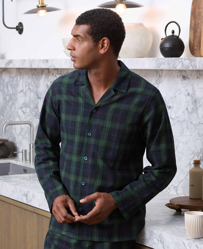 Green Brushed Cotton Twill Window Check Pyjamas