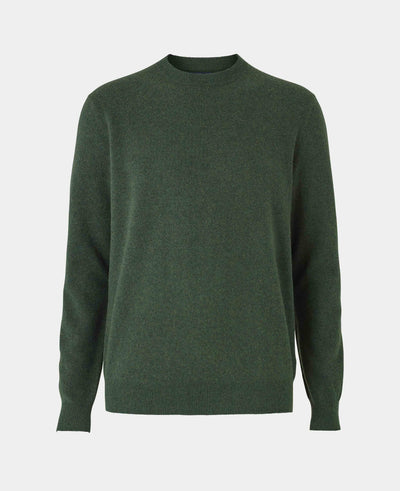 Men's Green Merino Wool Cashmere Crew Neck Jumper mannequin grey
