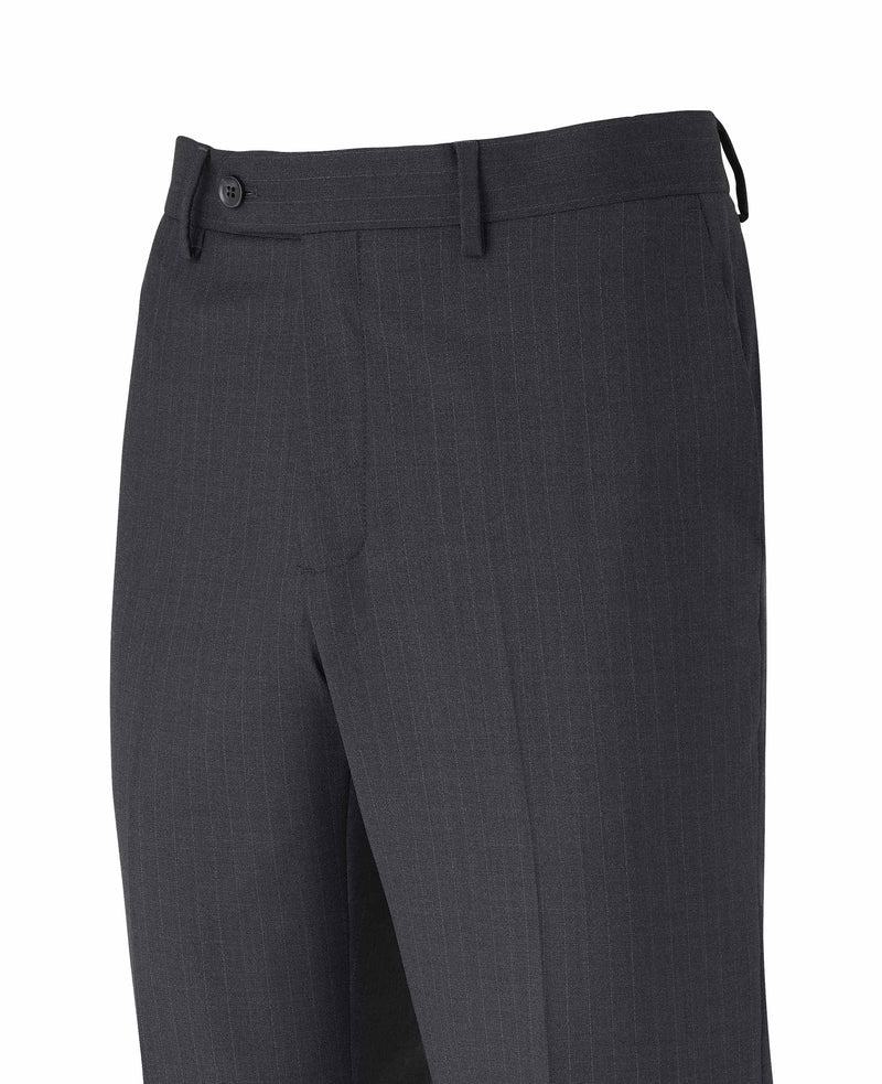 Men's Grey Wool Blend Chalk Stripe Suit Trousers waist detail