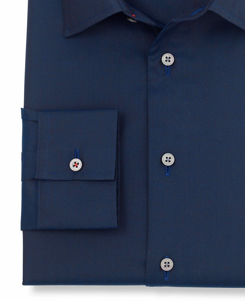 ivor navy herringbone made to measure shirt cuff detail