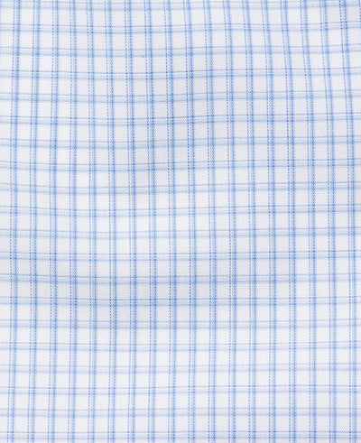 Jack Blue Grid Check Made To Measure Shirt FABRIC DETAIL