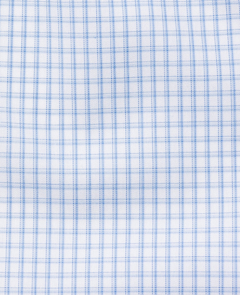 Jack Blue Grid Check Made To Measure Shirt FABRIC DETAIL
