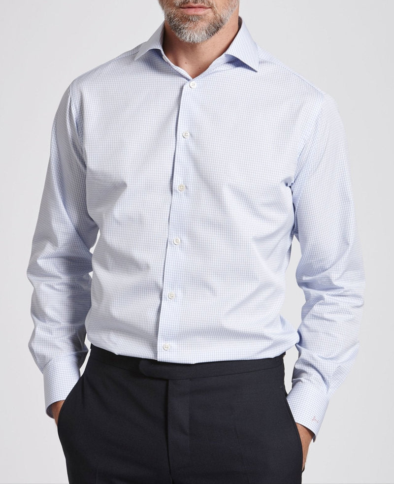 Jack Blue Grid Check Made To Measure Shirt MODEL SHOT