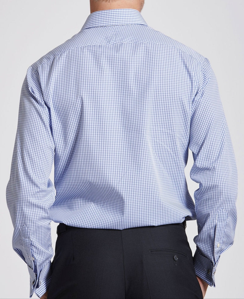 Joseph Blue Gingham Made To Measure Shirt MODEL BACK SHOT