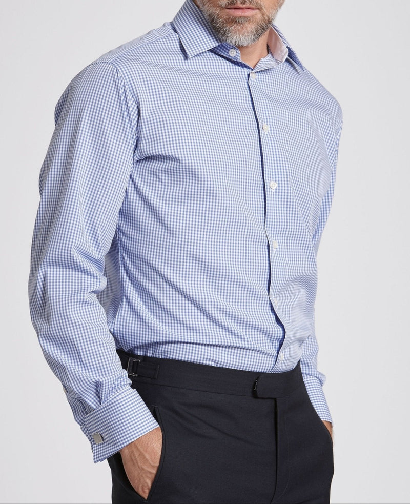 Joseph Blue Gingham Made To Measure Shirt MODEL SHOT