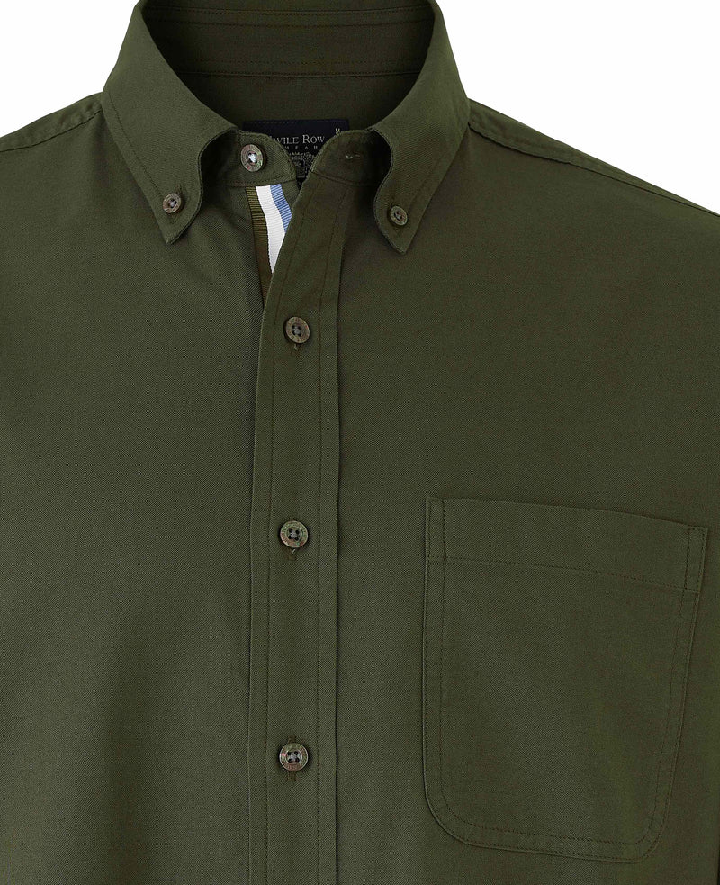 khaki classic fit button down oxford casual shirt 1410khs Mqn detail