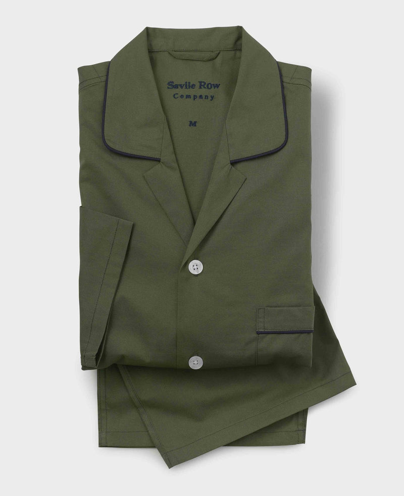 Khaki Cotton Piped Pyjamas