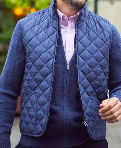 Men's Navy Quilted Gilet