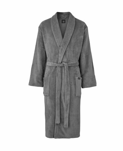 Men's Grey Soft Fleece Dressing Gown