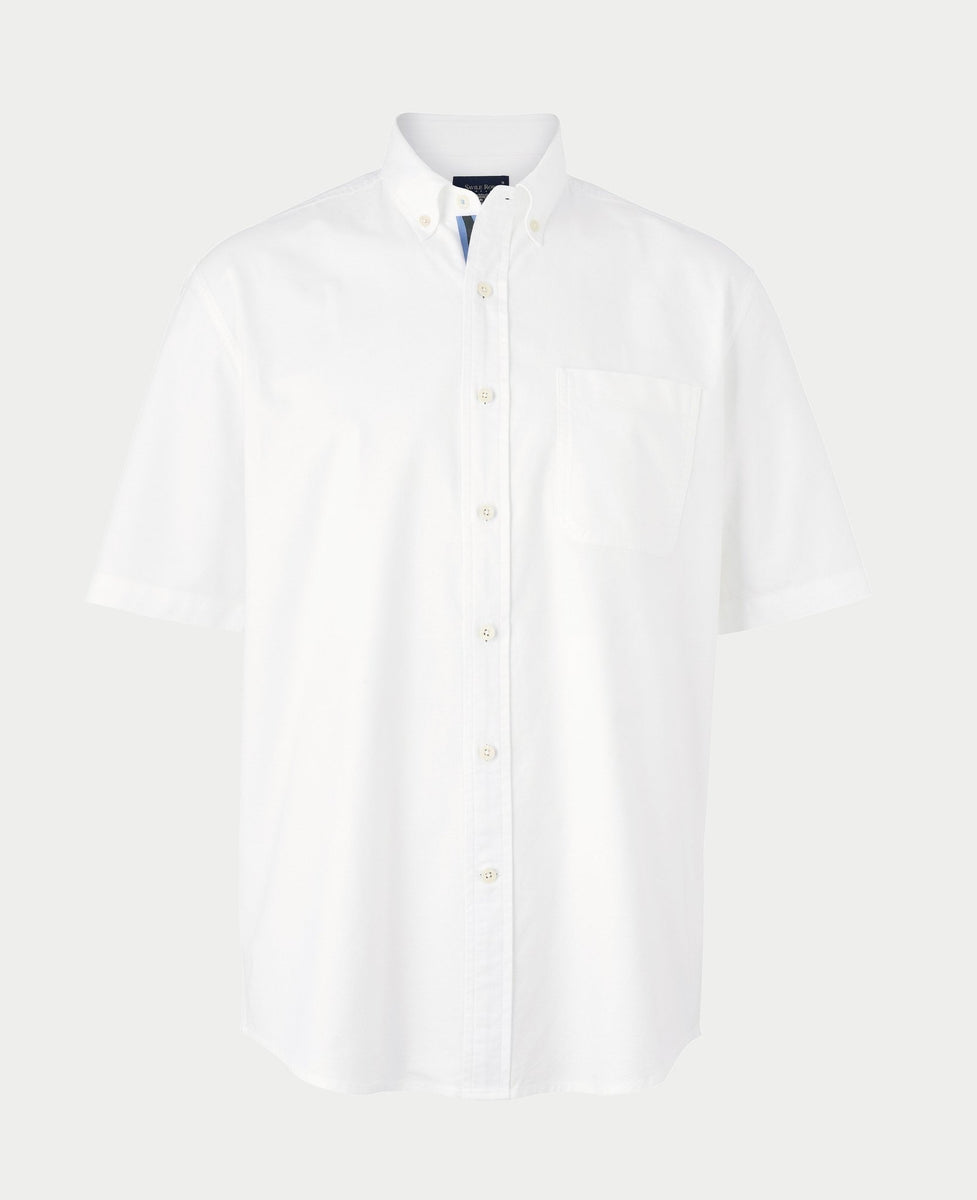 Amazon Essentials Men's White Oxford Short Sleeve Button-Down Shirt - Regular Fit, Size M
