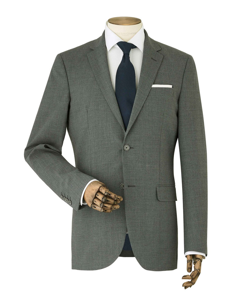 Grey suit, white shirt