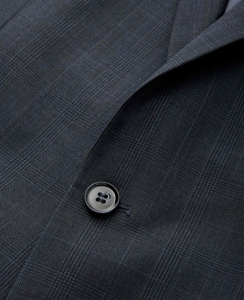 Check navy suit detail
