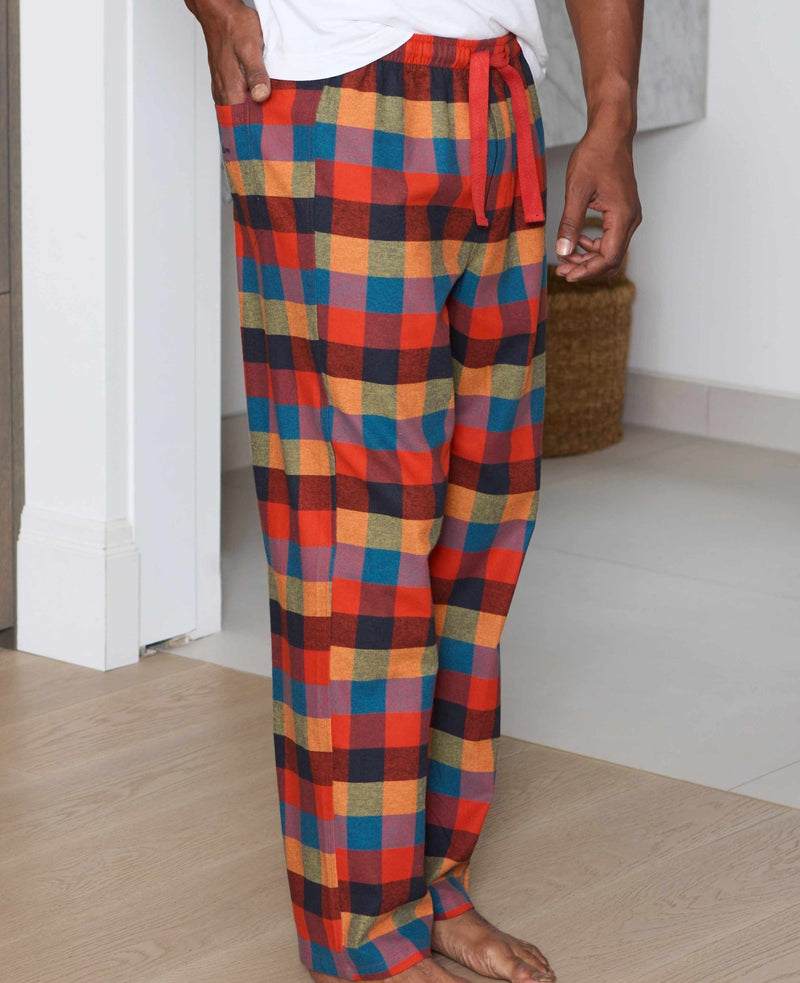 Multicoloured Brushed Cotton Twill Window Check Lounge Pants