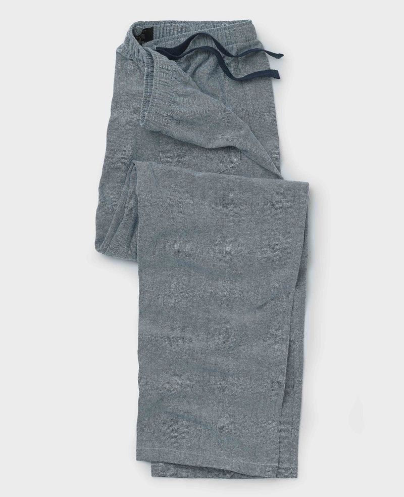Navy Brushed Cotton Twill Herringbone Lounge Pants