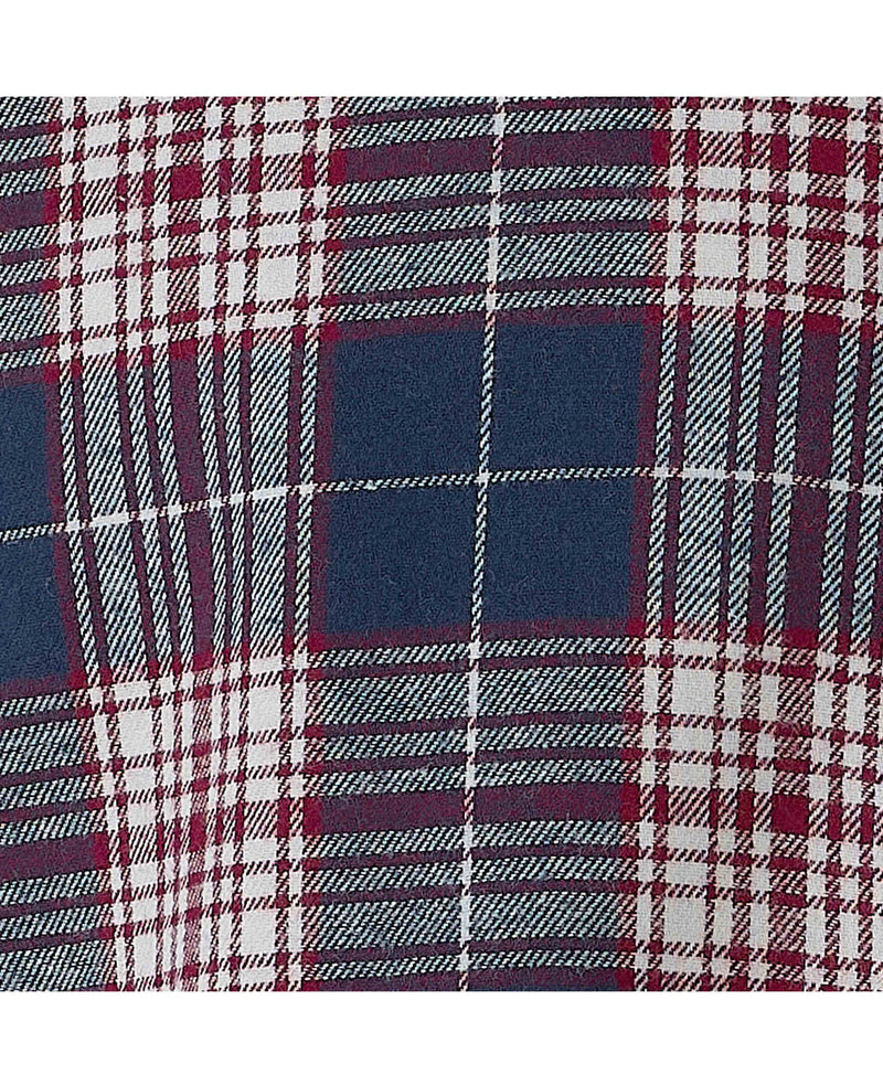 Navy Burgundy Brushed Cotton Check Classic Fit Casual Shirt