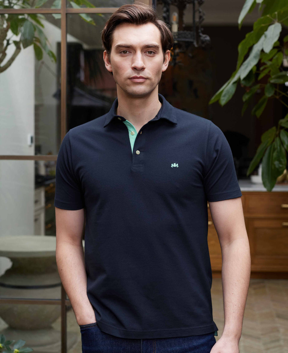 navy classic fit polo shirt mps650nav model image