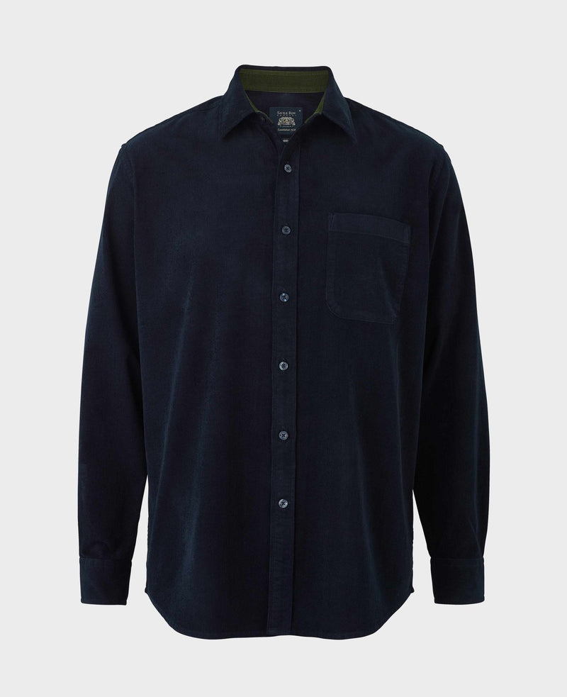 Navy Cotton Babycord Classic Fit Casual Shirt