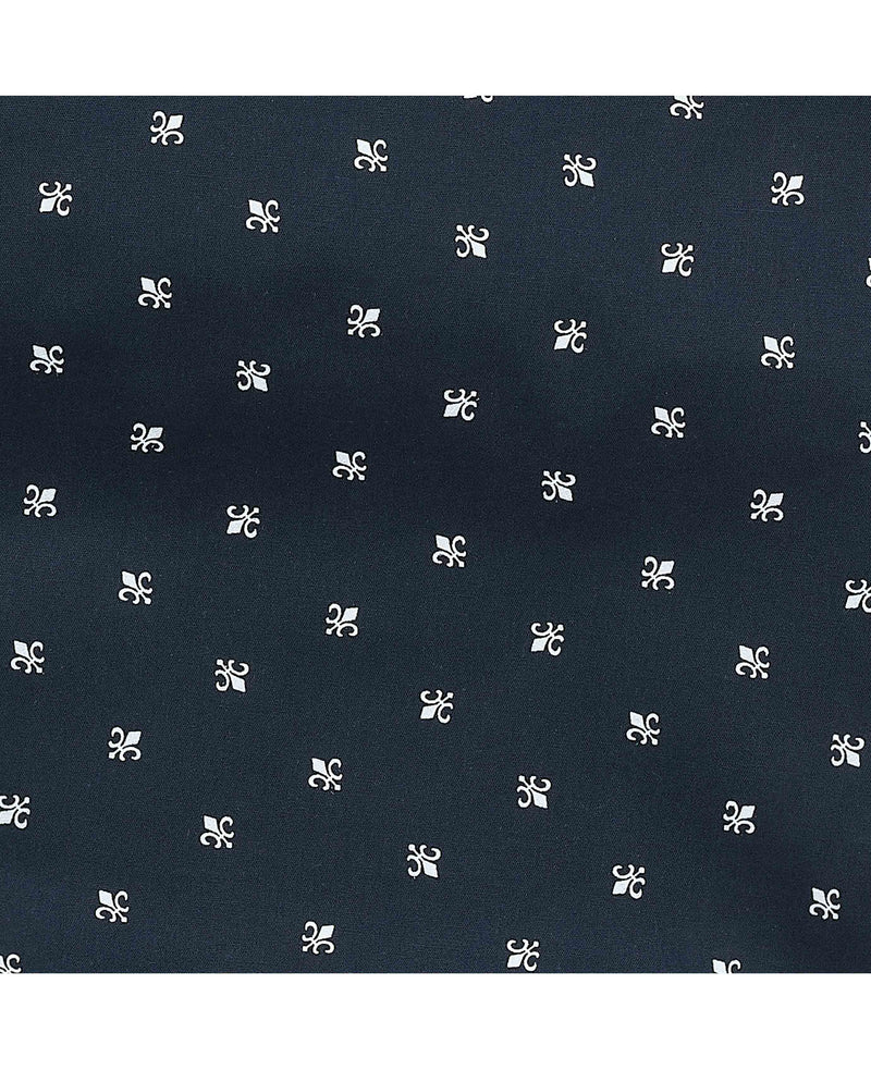 Navy Cotton Fleur De Lys Print Lounge Pants