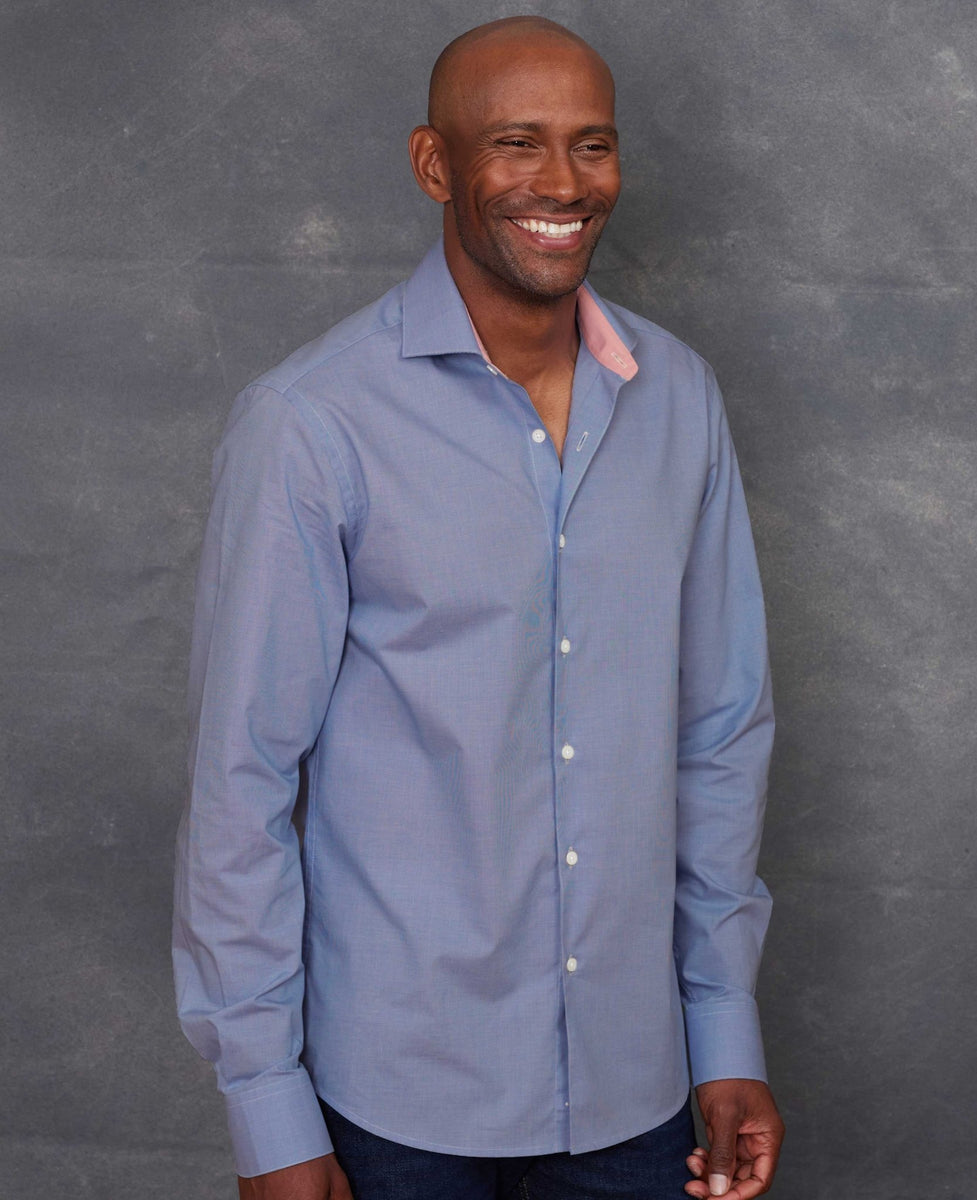 Men's Navy Blue Comfort Slim Fit Printed Cotton Casual Shirt