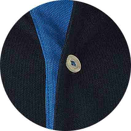 Men's Navy Cotton Pique Long Sleeve Polo Shirt fabric swatch