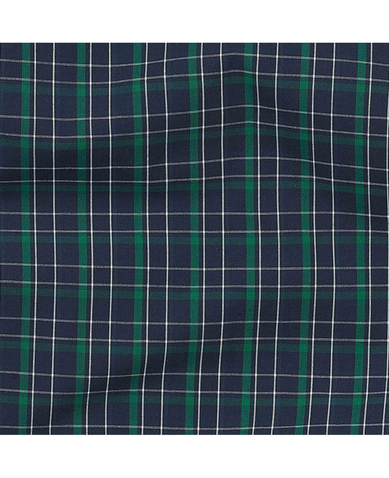 Navy Green Cotton Window Check Lounge Pants