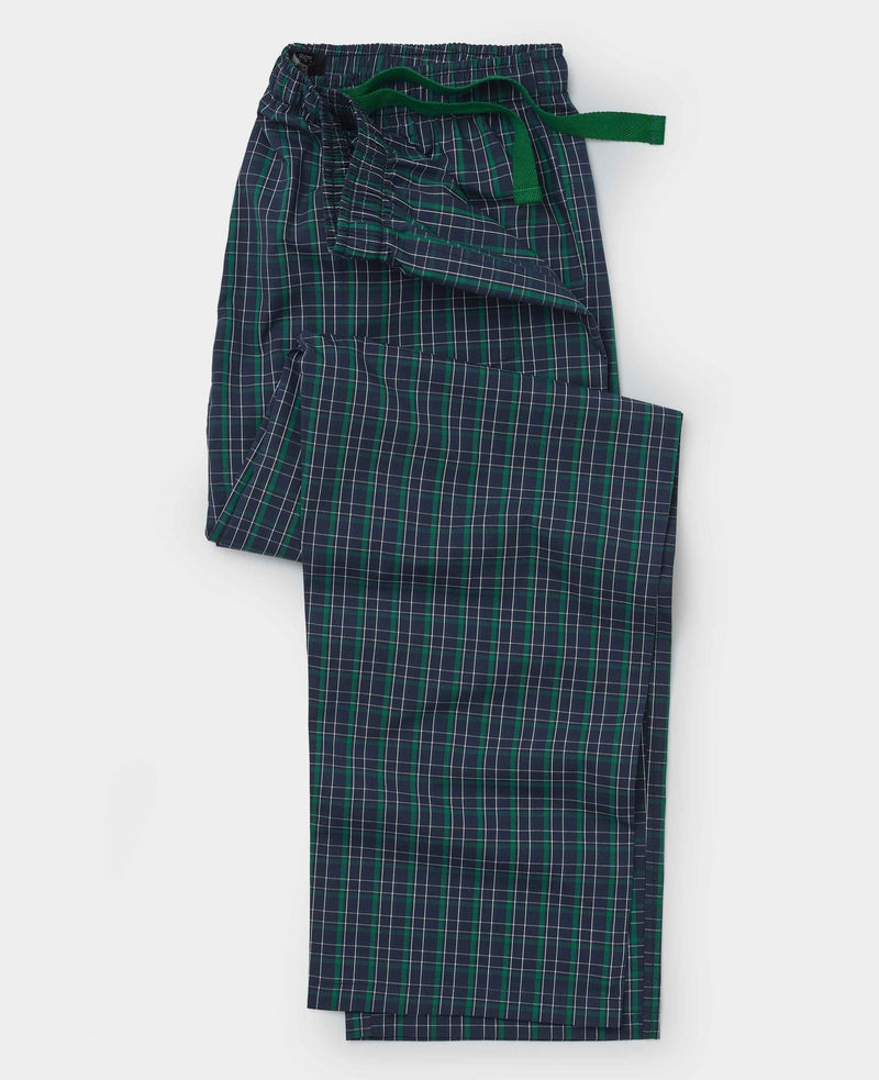 Navy Green Cotton Window Check Lounge Pants