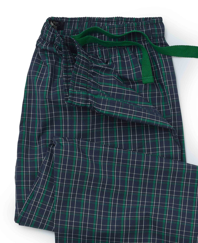 Navy Green Cotton Window Check Lounge Pants