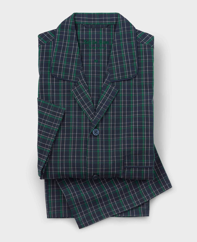 Navy Green Cotton Window Check Pyjamas