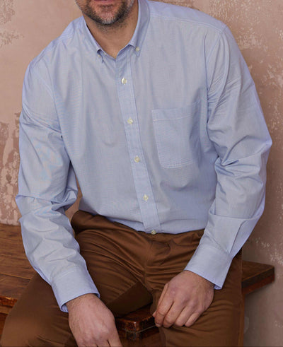Men's Navy Stripe Button-Down Casual Shirt