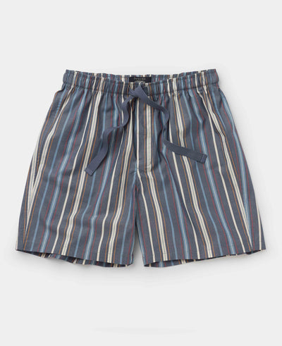 Men's Navy Multi Variegated Stripe Cotton Lounge Shorts mannequin