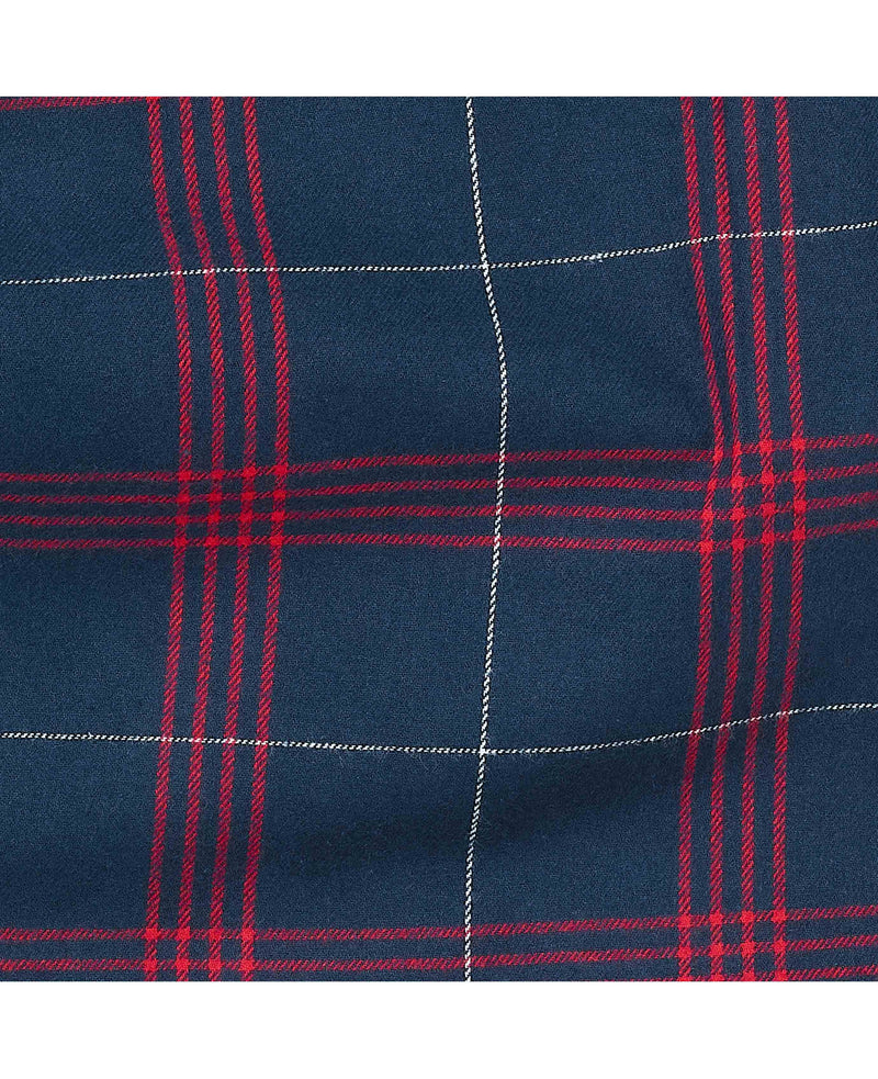 Navy Red Brushed Cotton Twill Window Check Lounge Pants