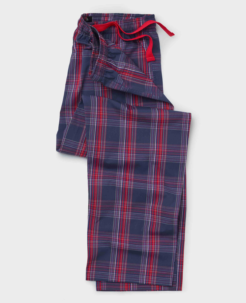 Navy Red Cotton Window Check Lounge Pants