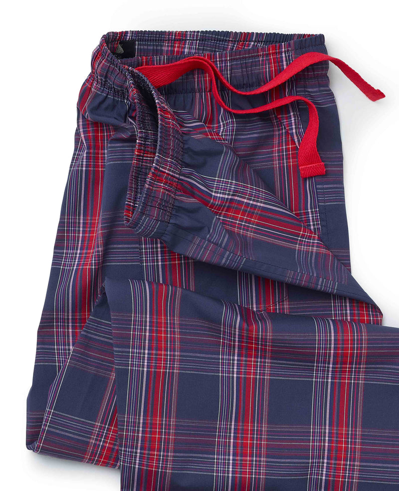 Navy Red Cotton Window Check Lounge Pants