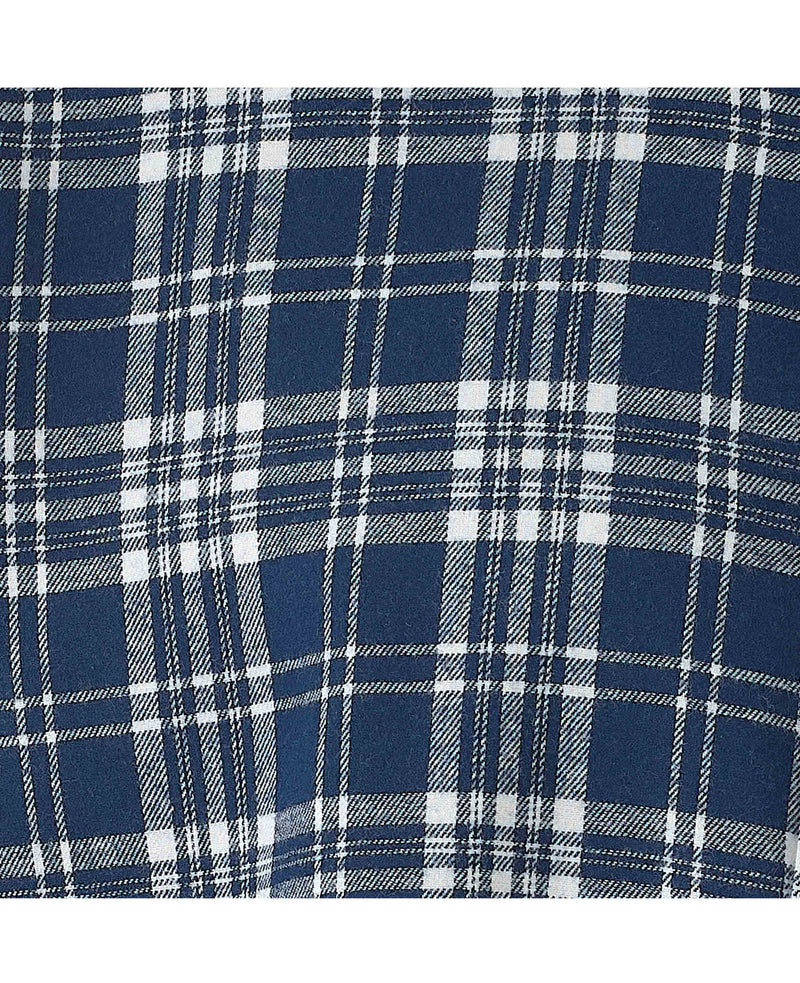 Navy White Brushed Cotton Check Classic Fit Casual Shirt
