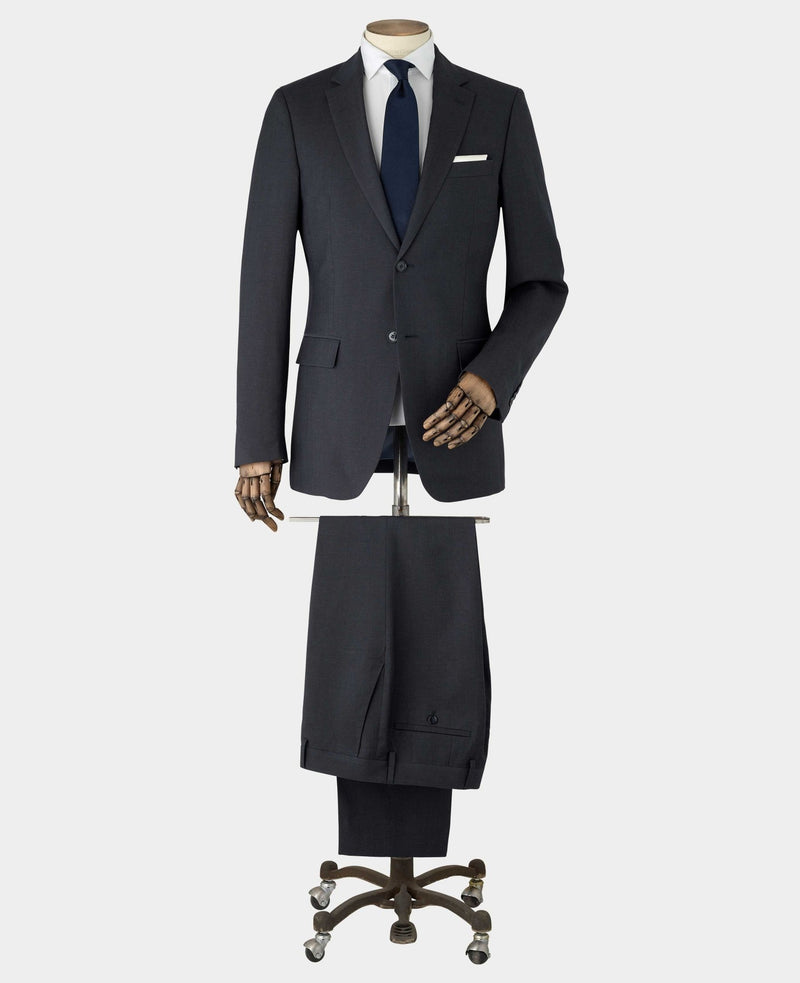 Men's Navy Wool Linen Blend Tailored Suit full suit mannequin