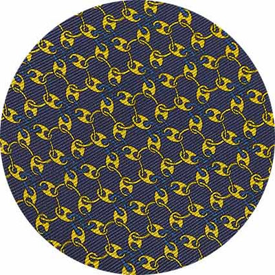 Navy Yellow Chain Silk Tie