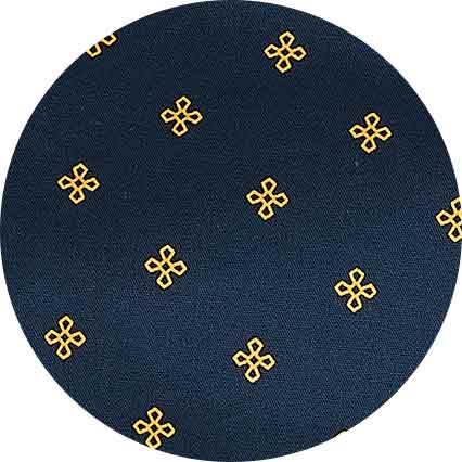 Navy Yellow Cotton Fleur De Lys Print Lounge Pants