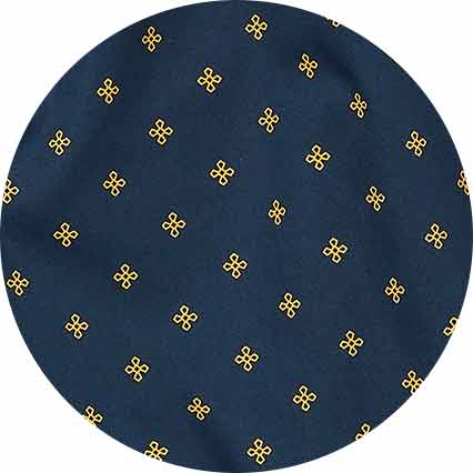 Navy Yellow Cotton Fleur De Lys Print Lounge Shorts