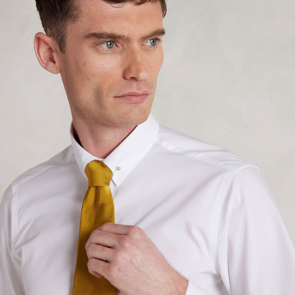 White pin collar shirt