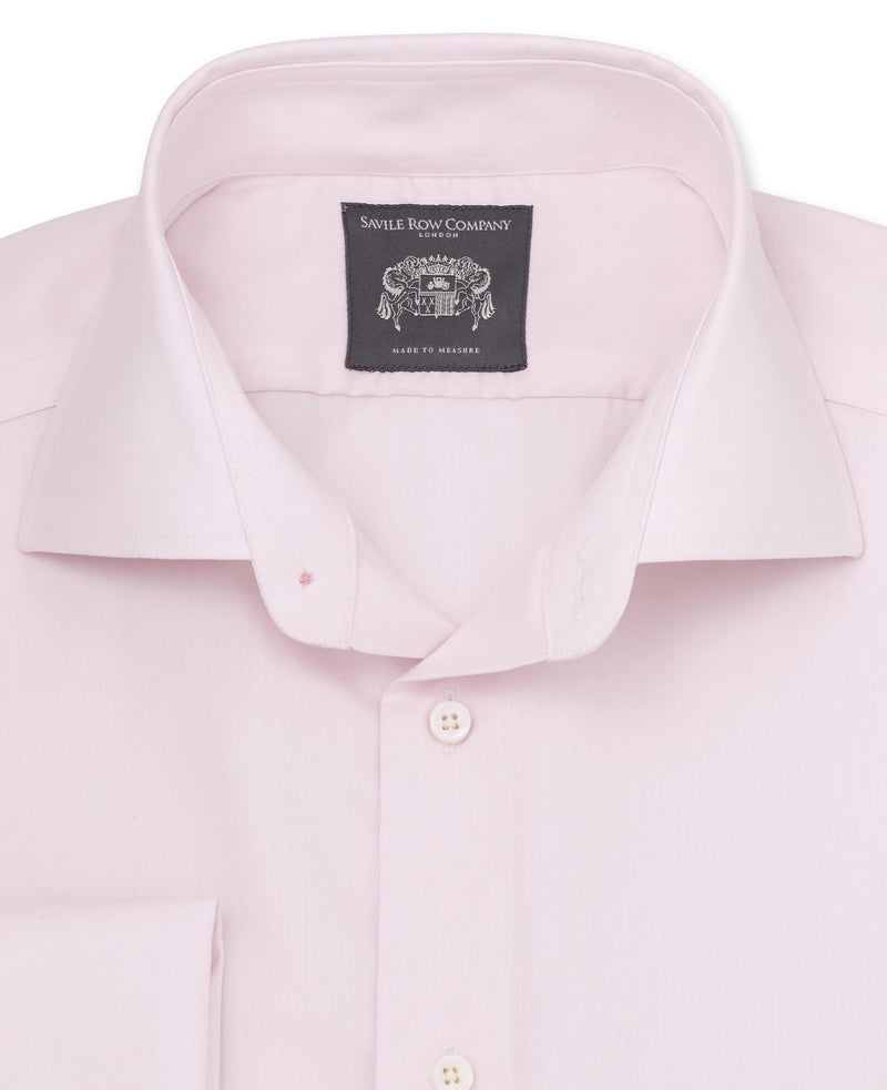 Oliver Pink Herringbone Made To Measure Shirt collar detail