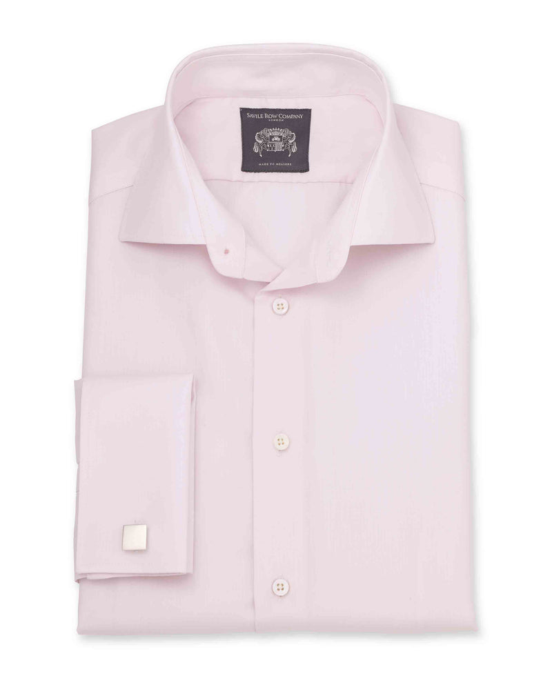 Oliver Pink Herringbone Made To Measure Shirt folded