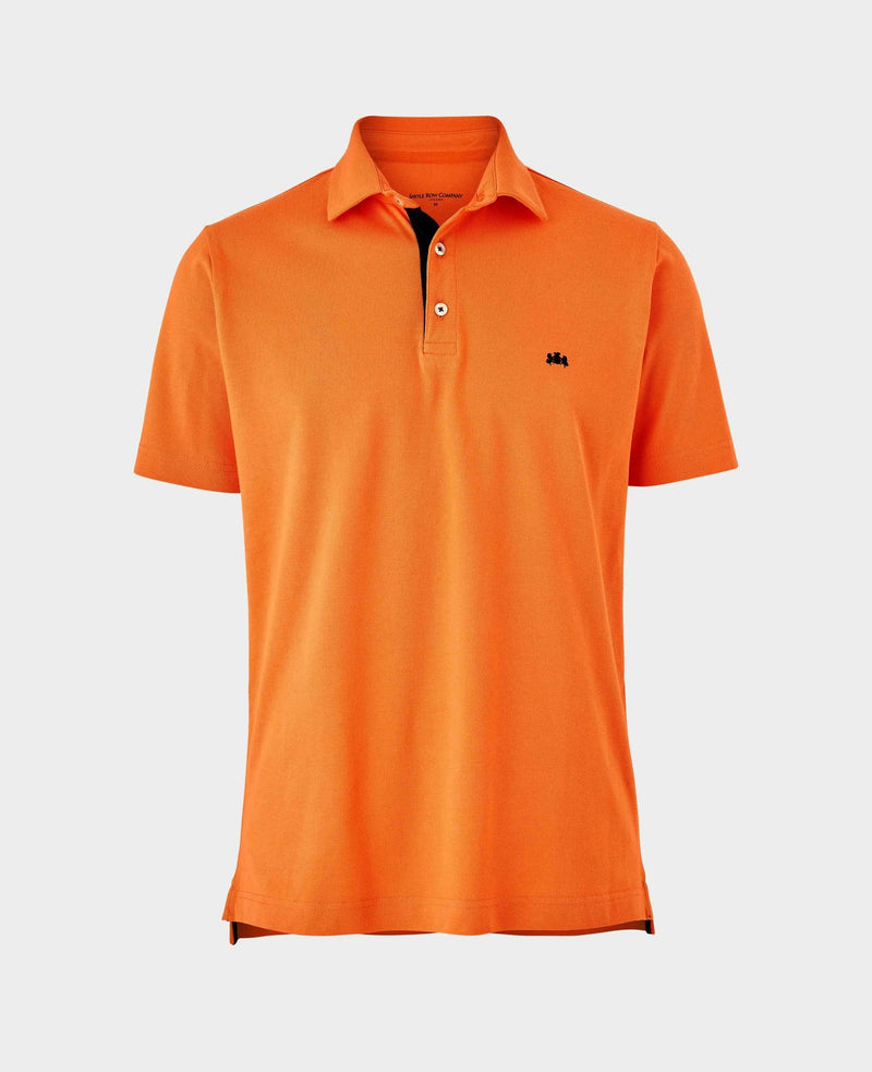 Men's Orange Cotton Pique Short Sleeve Polo Shirt full product shot