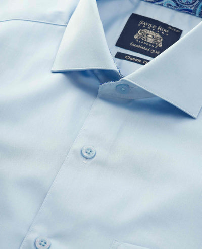 pale blue cotton twill classic fit smart casual shirt single cuff 5007pbl Detail