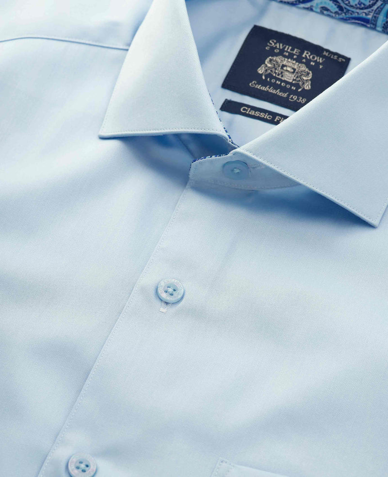 pale blue cotton twill classic fit smart casual shirt single cuff 5007pbl Detail