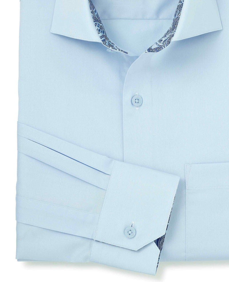 pale blue cotton twill classic fit smart casual shirt single cuff 5007pbl collar detail