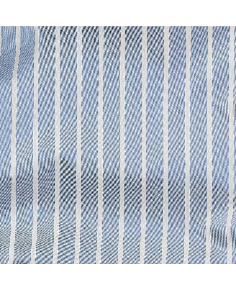 Men's Pale Blue Cotton Twill Wide Stripe Lounge Pants fabric detail