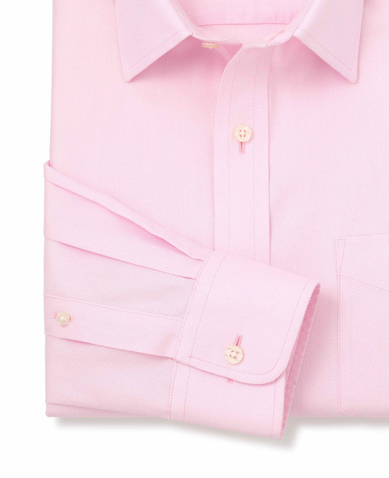 pink cotton classic fit non iron shirt single cuff 2038pnk No Tie detail