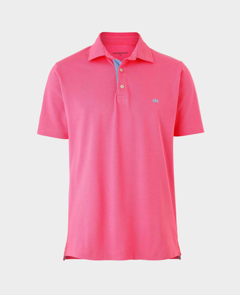 Men's Pink Cotton Pique Short Sleeve Polo Shirt full product shot