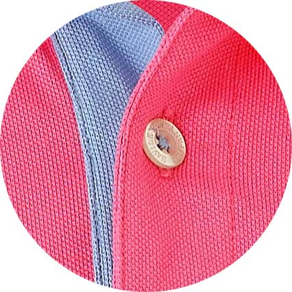 Men's Pink Cotton Pique Short Sleeve Polo Shirt fabric swatch