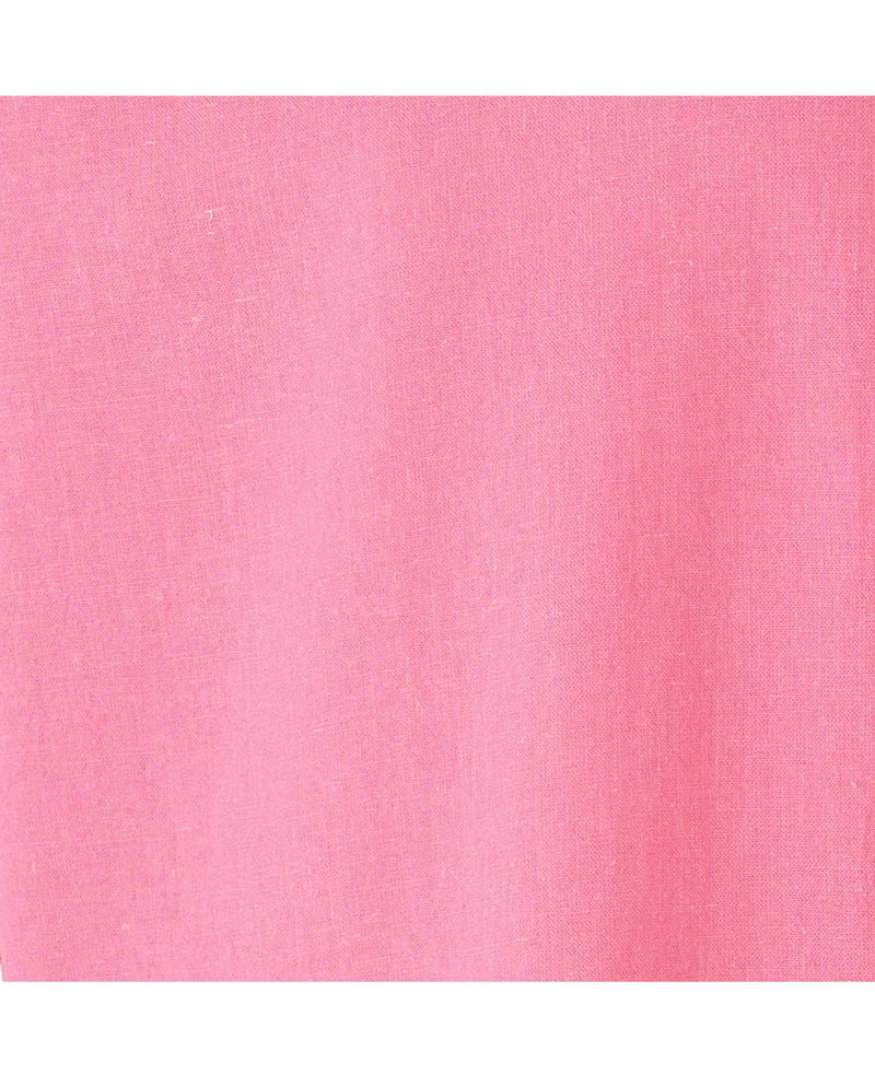 Men's Pink Linen Cotton Classic Fit Short Sleeve Button-Down Casual Shirt fabric detail